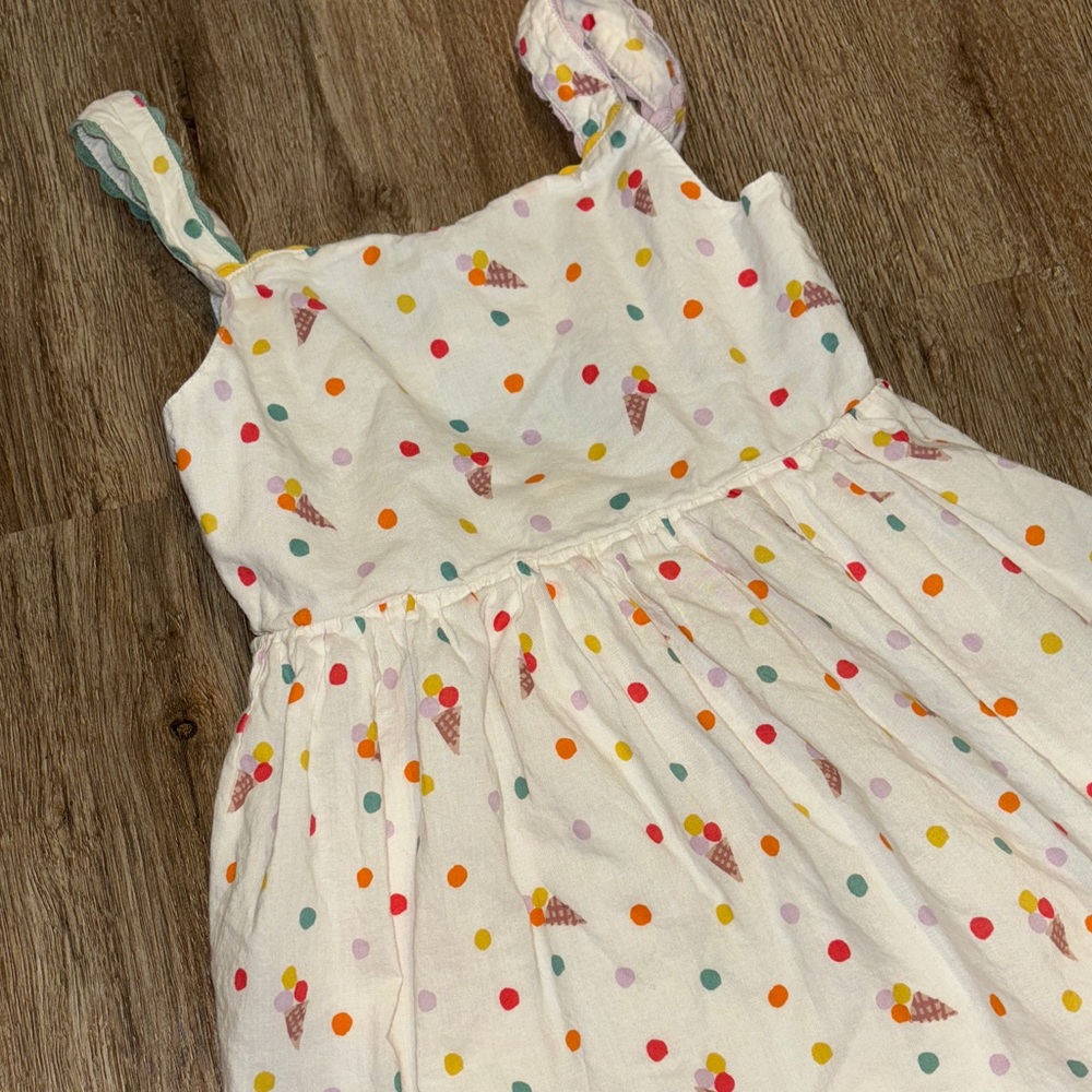 Mini Boden White Dress with Ice Cream and Polka Dots